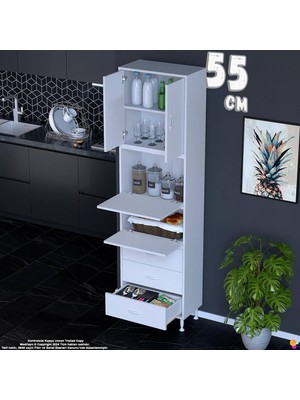 Eliusta Ekin 55 cm Bakliyat Dolabı Kahve Köşesi 3 Çekmeceli Çok Amaçlı Mutfak Kiler Banyo Dolabı