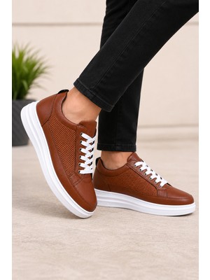 Yalçın Erkek Taba Sneaker Ayakkabı Kalın Taban Günlük Rahat Bağcıklı
