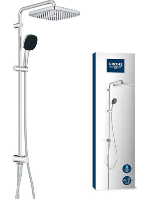 Mey İthalat Grohe Vitalio Comfort 250 Flex Duş Sistemi, Yön Değiştiricili, Duvar Dışı Bağlantılı, 2 Akışlı 250MM Tepe Duşu, 2 Akışlı 110MM El Duşu, 1500 ve 500MM Duş Hortumu, Duş Başlığı Seti, 26986001