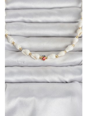 AyrStore Doğal Deniz Kabuğu Dizili Renkli Nazarlı Model Kolye