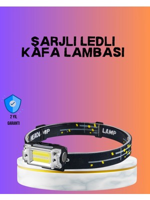 Gees Global Beyaz LED Işık Sensörlü Kafa Lambası Lityum Batarya LED El Fenerli Şarjlı
