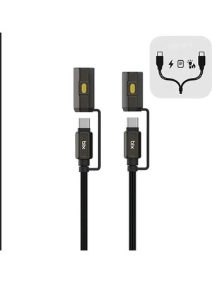 Gees Global LED Fener ve Alevsiz Çakmak Fonksiyonlu Type-C Şarj ve Data Kablosu 120 cm Siyah
