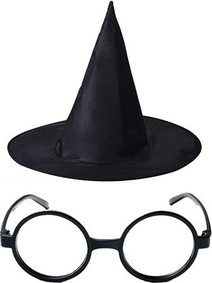 Gees Global Harry Potter Büyücü Şapkası ve Harry Potter Büyücü Gözlüğü Siyah Renk
