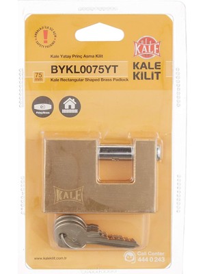 Mey İthalat Kale Kilit Yatay Pirinç Asma Kilit, 75MM