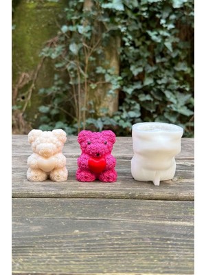 Valor Rufus Concept Teddy Bear Gül Dokulu Küçük Tekli Mum Kalıbı