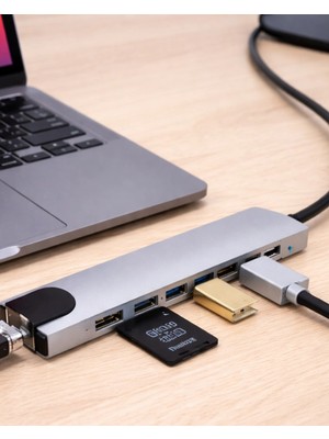 AyrStore USB C Çoklu Port Adaptör HDMI USB Ethernet Sd Kart Hub