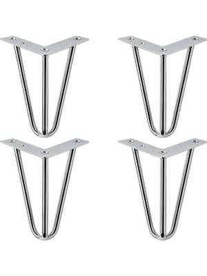 Mey İthalat Martı 15 cm 4lü Set Gümüş Krom Metal Mobilya Ayağı Üçgen Modern Tasarım Koltuk Sehpa Masa Tv Ünitesi