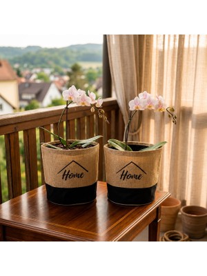 Mions Jüt Saksılık 2'li Avantajlı Set Dekoratif Hasır Saksı Kılıfı Büyük Boy 20X22 & 23X24 cm