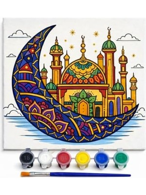 Ramazan Desenli Tuval Etkinlik Boyama Ramazan Süsleri, Ramazan Süsü, Ramazan Süslemeleri Dekarasyon 20-20 cm