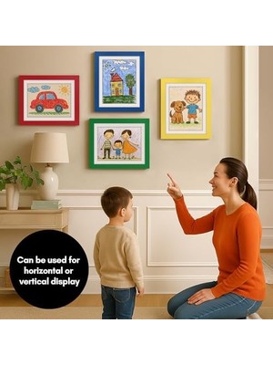 Kids Artwork Frame Changeable (Multicolor) - Magnetic Door Holds 100 Art Pieces - 8.5X11 Letter Size Display With Mat Or 10X12.5 Without Mat - My Mini Masterpiece (Set Of 4)