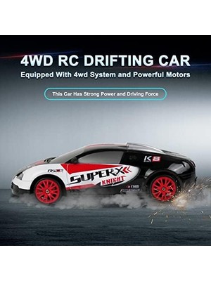 Rc Drift Araba Uzaktan Kumanda Araba 2.4ghz 1:24 Ölçekli 4WD 15KM/H Yüksek Hızlı Model Araç LED Işıkları Sürüklenen Lastik Yarışı Spor Oyuncak Araba Yetişkin Erkek Kız Çocuklar Için Hediye 2 Adet Şarj