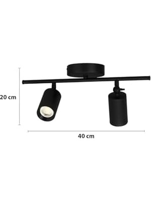 Spoti Modern Tasarım Salon - Mutfak - Banyo Spot Ledli Sıralı Avize (Siyah, 40 Cm, 3000, Kelvin)