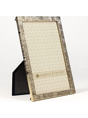 4x6 Gold Metal Picture With Linen Pattern