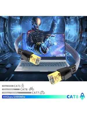 Vetech Cat 8 Ethernet Kablosu Lan Kablo 40GBPS 2000MHZ Süper Hızlı Ağ Kablosu Gigabit Pc, Laptop, Ps5/4, Steam Deck, Xbox, Switch (10 Metre)