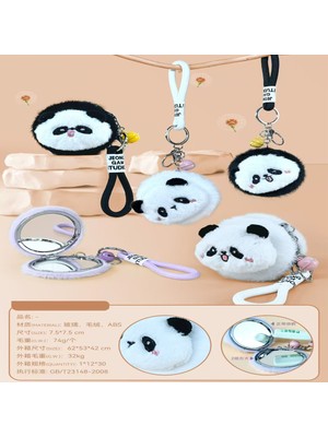 Sevimli Panda Tasarımlı Peluş Anahtarlıklı Ayna