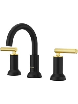 Pfister Capistrano Banyo Lavabo Bataryası, 8 Inç Yaygın, 2 Saplı, 3 Delikli, Mat Siyah ve Fırçalanmış Altın Kaplama, LF049CSOBBG