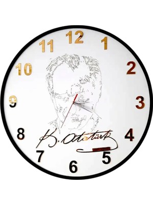 Usm Bch Atatürk ve Imzası Detaylı Duvar Saati