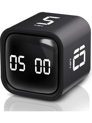 Gt-1 Pomodoro Zamanlayıcı Küp, Flip Timer, Öğrenci Ders Çalışma Saati, 5/10/30/60 Dk & Özel Geri Sayım, USB Şarjlı, Sessiz/titreşimli Alarm, Mutfak Kronometresi - Siyah