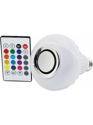 2'si 1 Arada Bluetooth Hoparlörlü Rgb LED Ampul - Uzaktan Kumandalı, Renk Değiştiren Akıllı Müzik Çalar Lamba