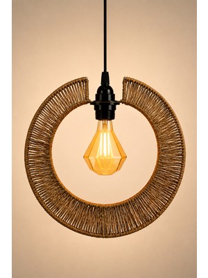 Naturel Dekor Doğal Kahverengi Hilal Jüt Avize 31 cm - Bohem, Iskandinav, Modern, Rattan, Aydınlatma