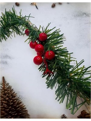 Yılbaşı Süsleme Seti, Yeşil Garland, Meyveli Palamut ve Çam Dalı Dekorasyonu, Şömine ve Duvar Için, 50 cm