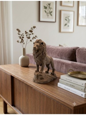 Bedoris Dekoratif Bronz Aslan Heykeli 12 cm | Pla 3D Baskı Biblo | Ev & Ofis Dekoru