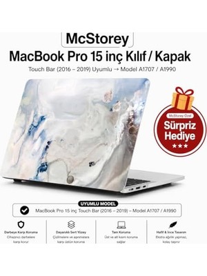 MacBook Pro 15 Mermer Desenli Kılıf A1707 A1990 Uyumlu Baskılı Sert Kılıf Ince Hafif Koruyucu Kapak R-39