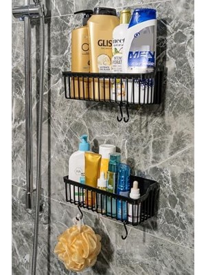 Banyor Yapışkanlı Banyo Rafı, 2'li Banyo Düzenleyici, Duş Rafı Organizer Şampuanlık, Duşakabin Rafı, Banyo Organizeri, Banyo Askısı Plastik
