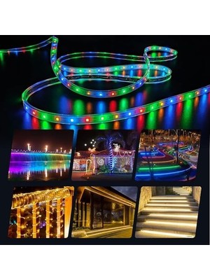 Forlfe 10 Metre Güneş Enerjili LED Şerit Işık, 20W 320 Lümen, IP65 Su Geçirmez, 8 Modlu Uzaktan Kumandalı, Otomatik Sensörlü Solar LED Aydınlatma, Bahçe Balkon Teras Dış Mekan Lambası (Rgb Çok Renkli)