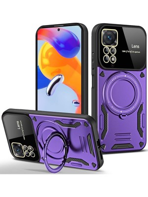 Fırsatkolik Note 11 Pro Kılıf Joy Lens Standlı Kapak - Mor