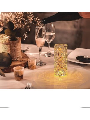 Kristal Elmas LED Dokunmatik Sensör USB Şarjlı Masa Lambası Rgb Gece Lambası