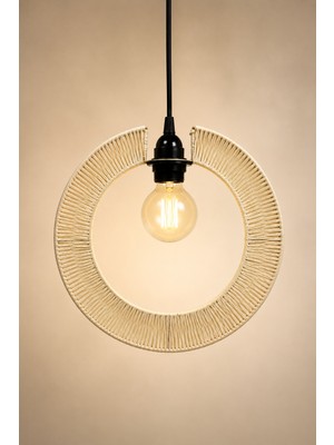 Naturel Dekor Doğal Hilal Makrome Avize 31 cm - Bohem, Iskandinav, Modern, Rattan, Aydınlatma