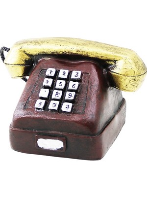 Ankesörlü Telefon Tasarımlı Vintage Dekoratif Biblo - Reçine Malzeme
