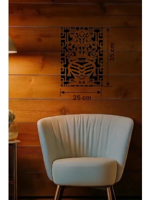 Bezos Otantik Lale Motifli Ahşap Duvar Tablosu - 25X35 cm Lazer Kesim Dekoratif Pano
