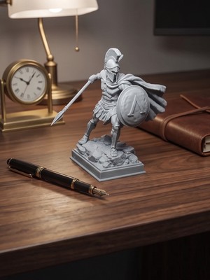 Nokta Labs Antik Yunan Dekoratif Kral Leonidas Büstü - Mermer Görünüm - Leonidas - The Spartan Guardian