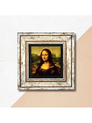 Leonardo Da Vinci Mona Lisa Taş Duvar Tablosu - Çerçeveli Taş Tablo - Dekoratif Duvar Sanatı - Modern Ev ve Ofis Duvar Dekoru T1-19