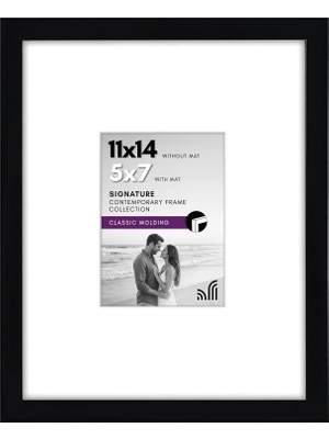 11X14 Siyah Resim Çerçevesi - 5x7 Mat ve 11X14 Mat Olmadan Görüntüler - Kırılmaya Dayanıklı Camlı Kompozit Ahşap - Duvar Için Yatay ve Dikey Formatlar