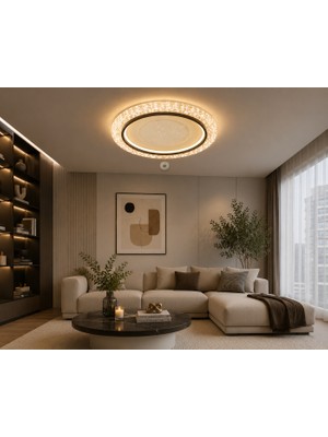 AVİZE Modern LED Kristal Tavan Avizesi 3 Renk Işıklı Salon Oturma