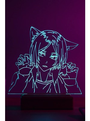 Modiwa Design Haikyuu Kenma Kozume 16 Renk Uzaktan Kumandalı 3D Ahşap Gece Lambası Hediyelik