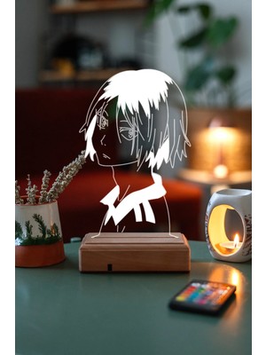 Modiwa Design Haikyuu Kenma Kozume 16 Renk Uzaktan Kumandalı 3D Ahşap Gece Lambası Hediyelik