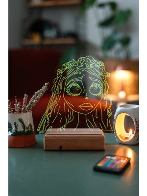 Modiwa Design Ölü Gelin Corpse Bride Emilly Watson 16 Renk Uzaktan Kumandalı 3D Ahşap Gece Lambası Hediyelik