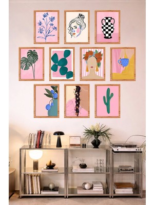 UNT 10'lu Çerçeve Görünümlü Mutfak | Modern | Retro Duvar Posteri Tablo Seti– 15X20 cm Mdf Uv Baskı