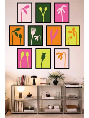 UNT 10'lu Çerçeve Görünümlü Mutfak | Modern | Retro Duvar Posteri Tablo Seti– 15X20 cm Mdf Uv Baskı