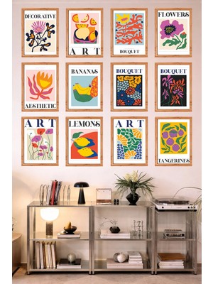 UNT 12’li Çerçeve Görünümlü Mutfak | Modern | Retro Duvar Posteri Tablo Seti– 15X20 cm Mdf Uv Baskı