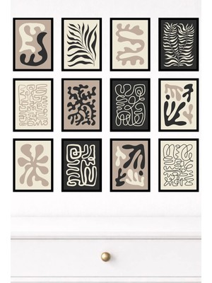 UNT 12'li Çerçeve Görünümlü Modern Duvar Tablo Seti – 15X20 cm Mdf Uv Baskı