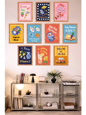 UNT 10’lu Çerçeve Görünümlü Mutfak | Modern | Retro Duvar Posteri Tablo Seti– 15X20 cm Mdf Uv Baskı