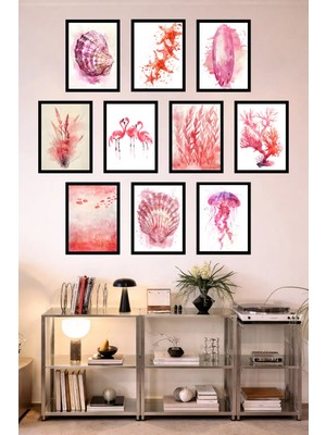 UNT 10'lu Çerçeve Görünümlü Mutfak | Modern | Retro Duvar Posteri Tablo Seti– 15X20 cm Mdf Uv Baskı