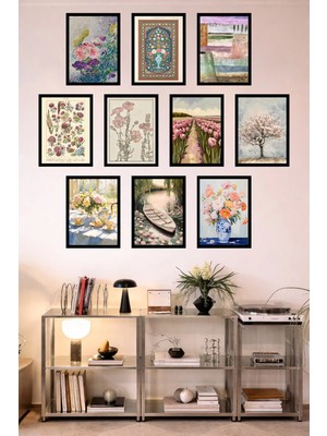 UNT 10'lu Çerçeve Görünümlü Mutfak | Modern | Retro Duvar Posteri Tablo Seti– 15X20 cm Mdf Uv Baskı