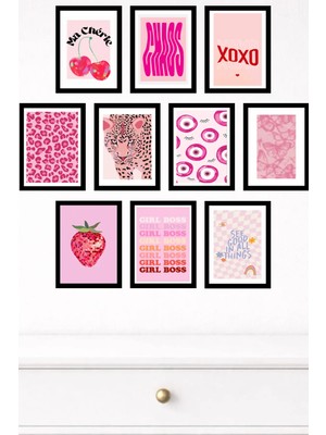 UNT 10'lu Çerçeve Görünümlü Modern Duvar Tablo Seti – 15X20 cm Mdf Uv Baskı