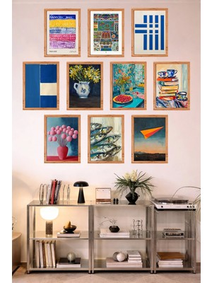 UNT 10'lu Çerçeve Görünümlü Mutfak | Modern | Retro Duvar Posteri Tablo Seti– 15X20 cm Mdf Uv Baskı